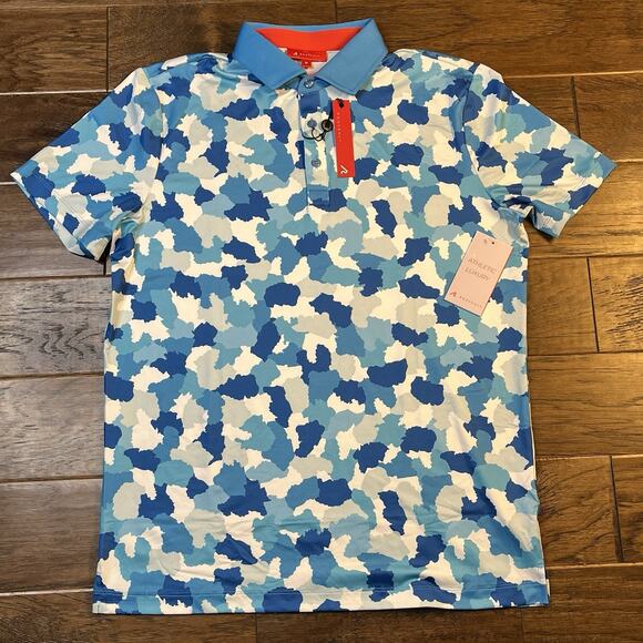 Redvanly Dawson Polo Athletic Luxury Golf Shirt Moisture Wicking Blue Men's Med - Picture 2 of 7